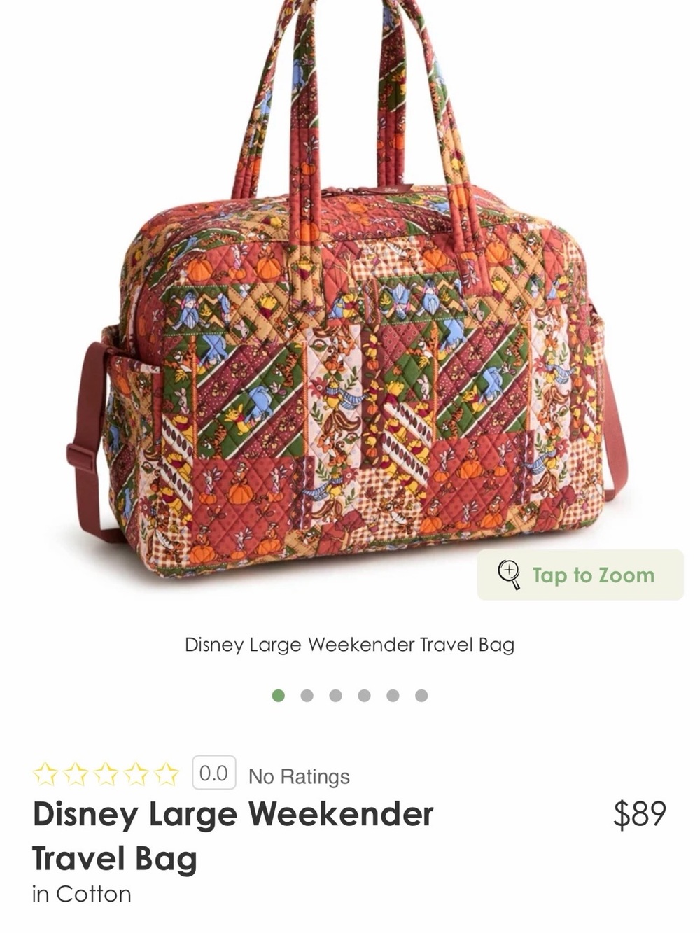 Disney Large Weekender Bag - Travel Bag Vera Bradley